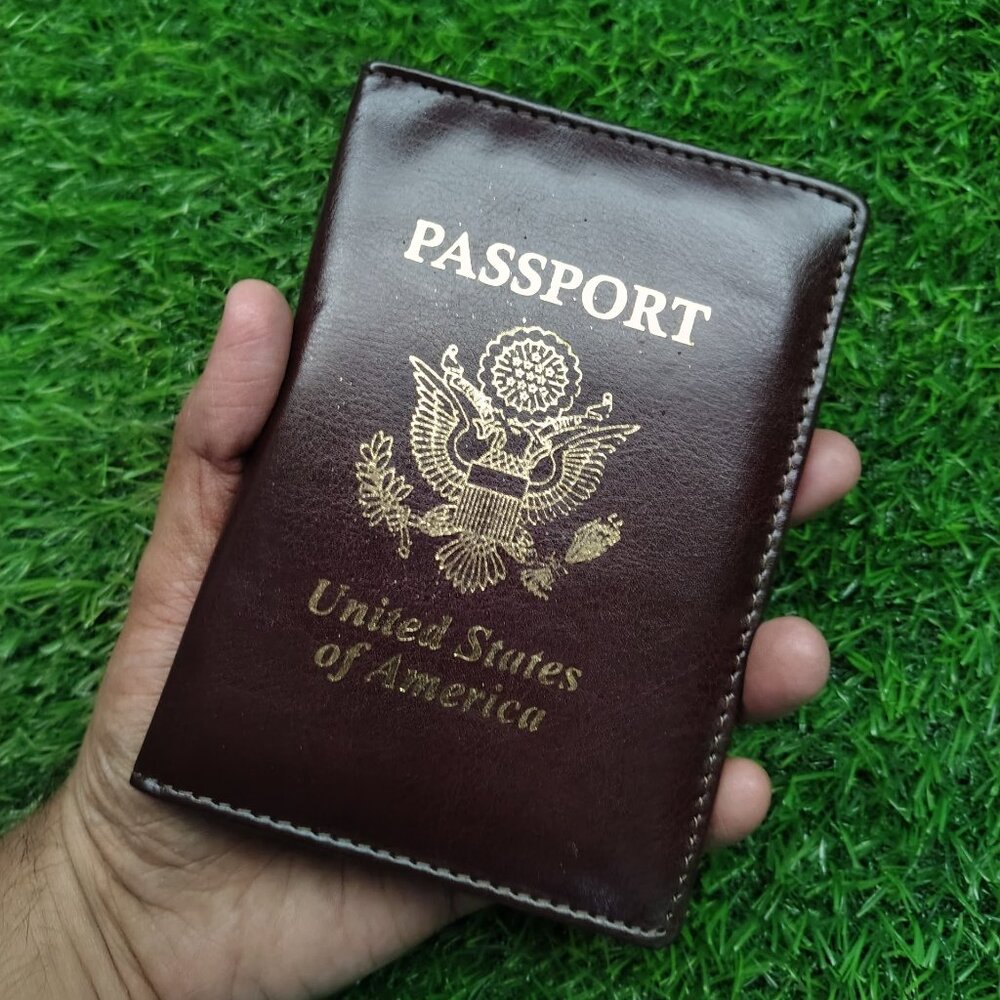 Genuine Leather Bifold Passport Cover, Leather Holder, Travel Passport Cover